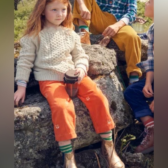 Mini Boden embroidery cord chunky pull-on pants autumn maple orange fox 10 - Picture 1 of 7